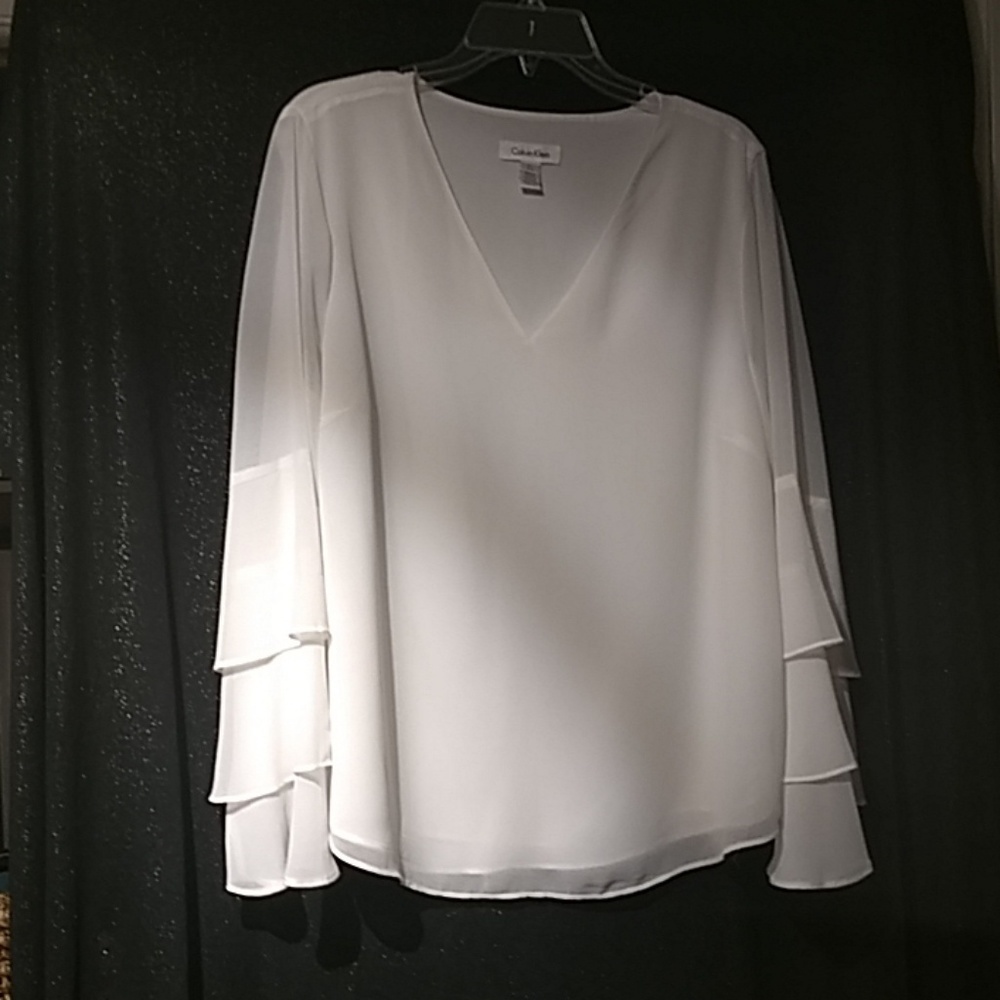 Calvin Klein Large White Blouse, Never worn!